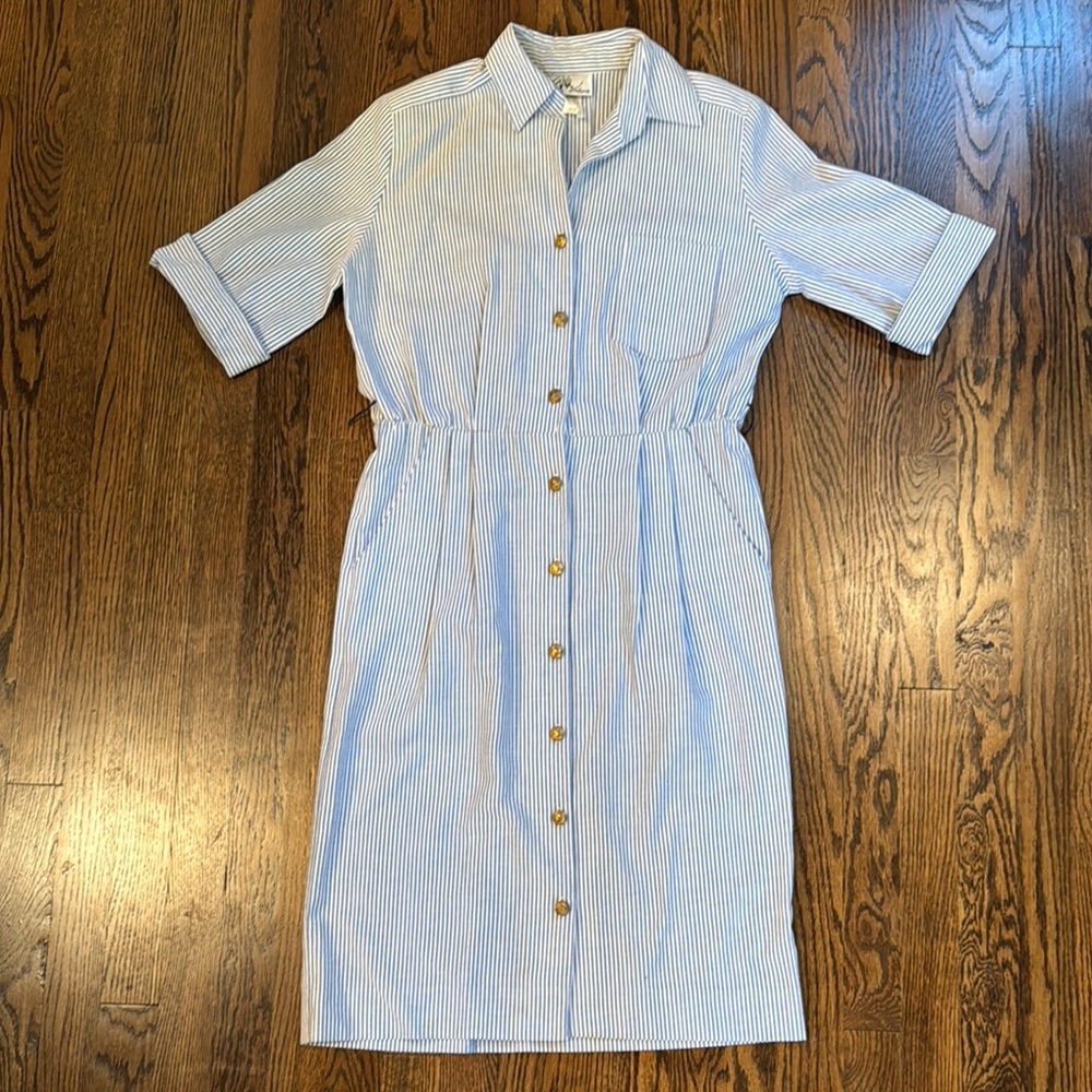 Vintage Willi of California Seersucker Striped Button-Down Dress